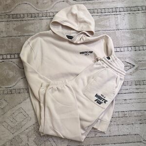 White Fox White Fox Cream Hoodie and Joggers Set Size Small